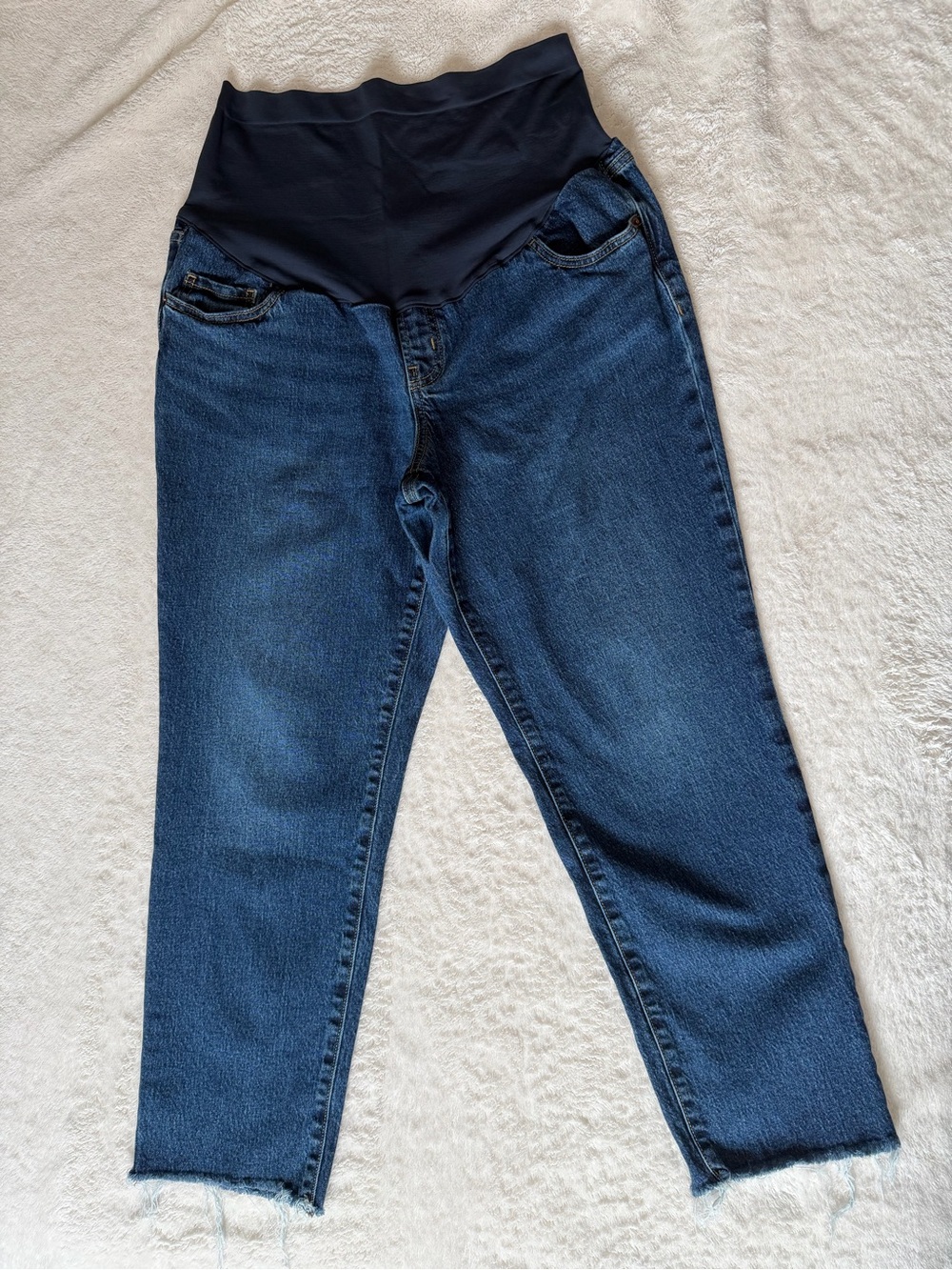 Old Navy Dark Blue Maternity OG Straight-Leg Jeans with full Black Panel